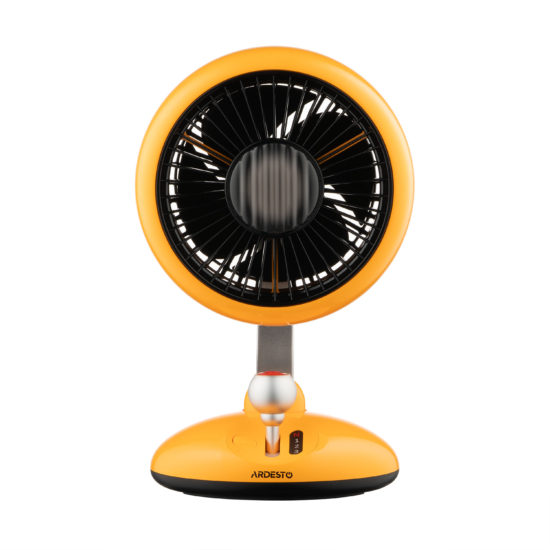 Table fan ARDESTO AviaFan FT-F3600Y desktop, 12cm, rechargeable, backlight, USB-A Type-C, yellow