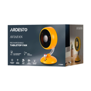 Table fan ARDESTO AviaFan FT-F3600Y desktop, 12cm, rechargeable, backlight, USB-A Type-C, yellow