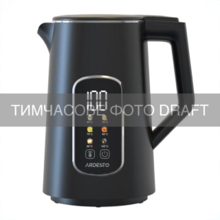 Electric kettle ARDESTO, 1.7L, LED display, double-walled, matte, Strix, black