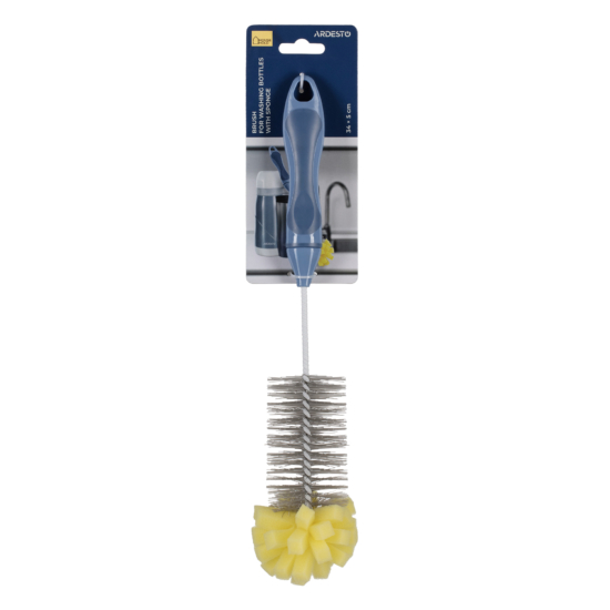 Brush for washing bottles ARDESTO with sponge 34х5cm, plastic, blue