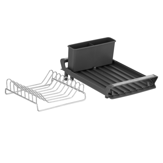 Сушилка для посуды с подставкой ARDESTO Minimalism 46.5×19.5×9.5см, пластик, xромированное железо, сталь, серый темный