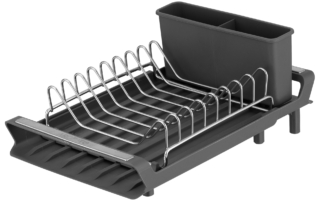 Сушилка для посуды с подставкой ARDESTO Minimalism 46.5×19.5×9.5см, пластик, xромированное железо, сталь, серый темный