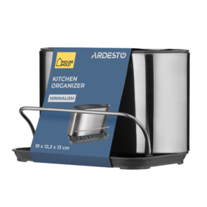 Органайзер для кухні ARDESTO Minimalism, 18×12.3×13см, пластик, сталь, сірий темний