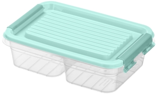 Two-section food storage container ARDESTO Fresh 2×0.25l, plastic, rectangular, blue