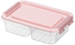 Two-section food storage container ARDESTO Fresh 2×0.25l, plastic, rectangular, pink