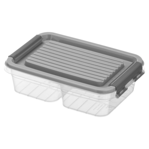 Контейнер двосекційний для зберігання харчових продуктів ARDESTO Fresh 2х0.25л, пластик, прямокутна, сірий