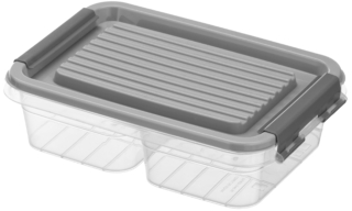 Two-section food storage container ARDESTO Fresh 2×0.25l, plastic, rectangular, grey