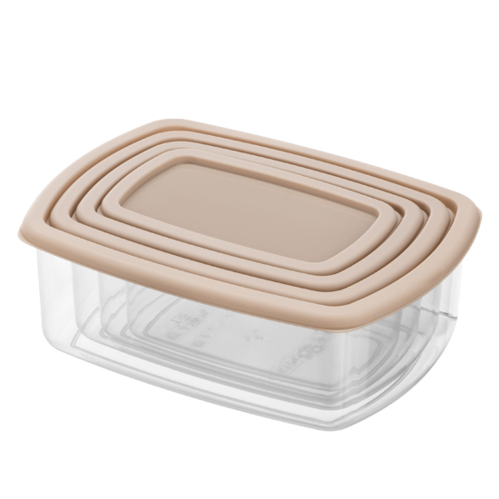 Set of food storage containers ARDESTO Fresh 0.25/0.5/0.75/1.2l, plastic, rectangular, beige
