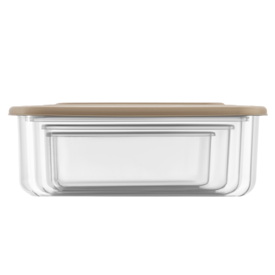 Set of food storage containers ARDESTO Fresh 0.25/0.5/0.75/1.2l, plastic, rectangular, beige