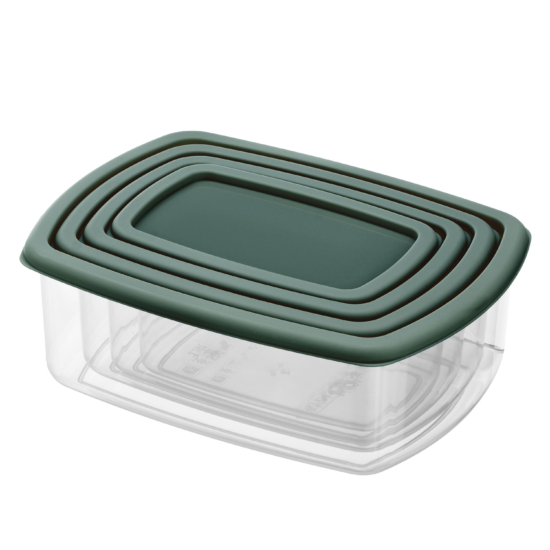 Set of food storage containers ARDESTO Fresh 0.25/0.5/0.75/1.2l, plastic, rectangular, green
