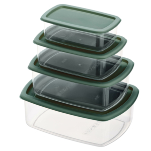 Set of food storage containers ARDESTO Fresh 0.25/0.5/0.75/1.2l, plastic, rectangular, green