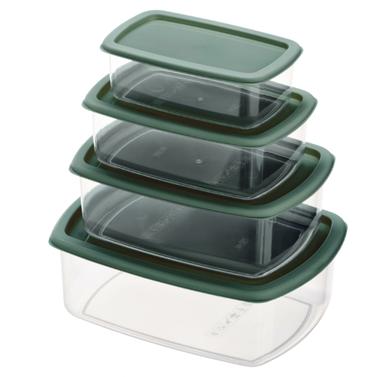 Set of food storage containers ARDESTO Fresh 0.25/0.5/0.75/1.2l, plastic, rectangular, green