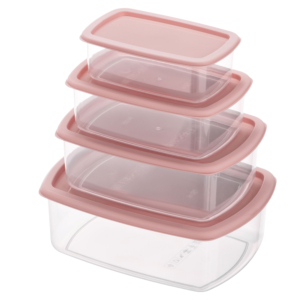 Set of food storage containers ARDESTO Fresh 0.25/0.5/0.75/1.2l, plastic, rectangular, pink