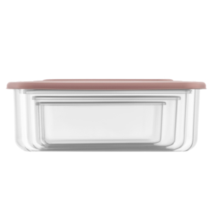 Set of food storage containers ARDESTO Fresh 0.25/0.5/0.75/1.2l, plastic, rectangular, pink