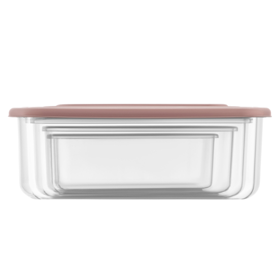 Set of food storage containers ARDESTO Fresh 0.25/0.5/0.75/1.2l, plastic, rectangular, pink
