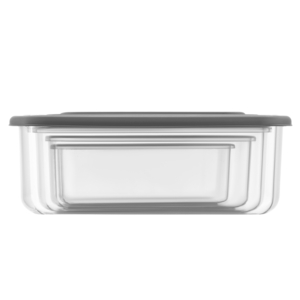 Set of food storage containers ARDESTO Fresh 0.25/0.5/0.75/1.2l, plastic, rectangular, grey