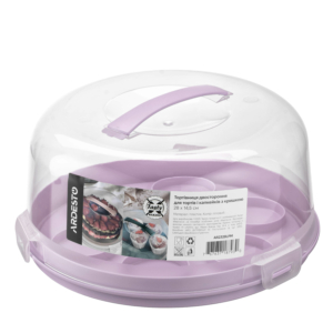 Тортовница двухсторонняя для тортов і капкейков с крышкой ARDESTO Tasty baking, 28х14.5см, пластик, лиловый