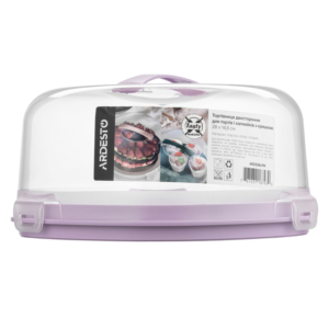 Тортовница двухсторонняя для тортов і капкейков с крышкой ARDESTO Tasty baking, 28х14.5см, пластик, лиловый