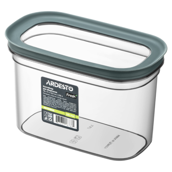 Fresh food storage container ARDESTO 1.55l, plastic, rectangular, grey