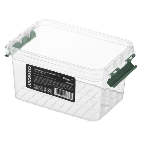 Контейнер для зберігання харчових продуктів ARDESTO Fresh 1.2л, пластик, прямокутна, зелений