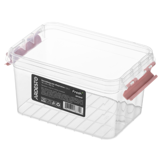 Fresh food storage container ARDESTO 1.2l, plastic, rectangular, pink