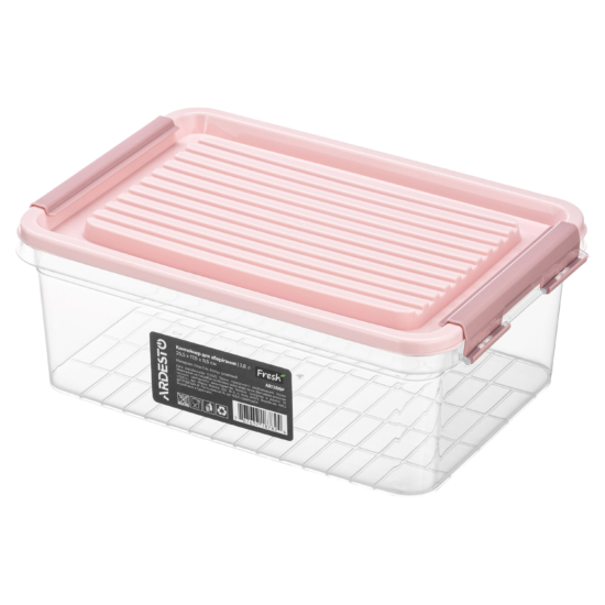 Fresh food storage container ARDESTO 2.8l, plastic, rectangular, pink