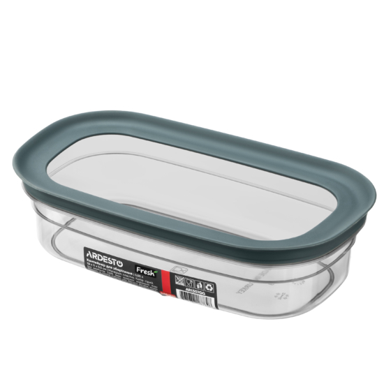 Контейнер для зберігання харчових продуктів ARDESTO Fresh 0.65л, пластик, прямокутна, сірий