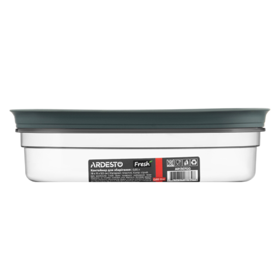 Контейнер для зберігання харчових продуктів ARDESTO Fresh 0.65л, пластик, прямокутна, сірий
