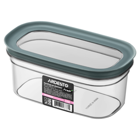 Fresh food storage container ARDESTO 1l, plastic, rectangular, grey