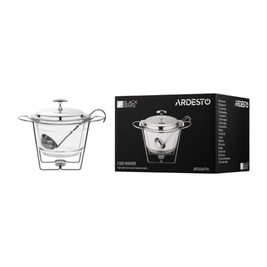 Food warmer ARDESTO Black Mars 3800ml, glass, stainless steel, round, transparent