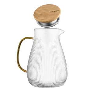 Pitcher with lid ARDESTO 1480ml, borosilicate glass, stainless steel, bamboo, transparent