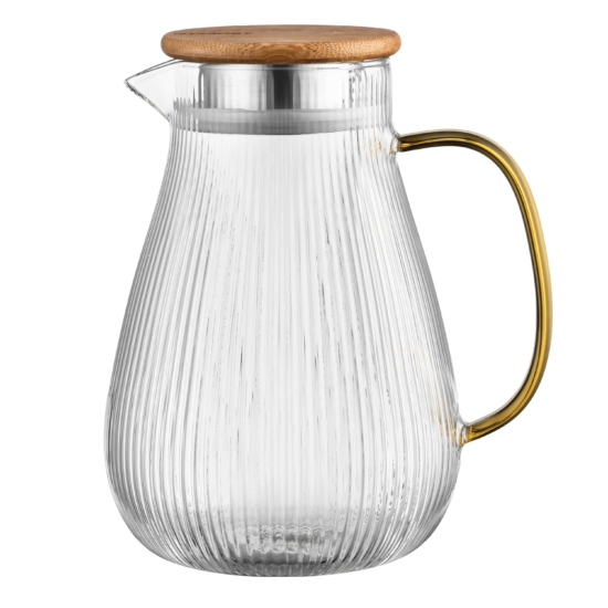 Pitcher with lid ARDESTO 1480ml, borosilicate glass, stainless steel, bamboo, transparent