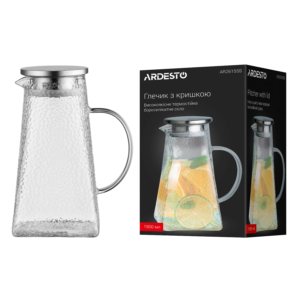 Pitcher with lid ARDESTO 1500ml, borosilicate glass, stainless steel, transparent