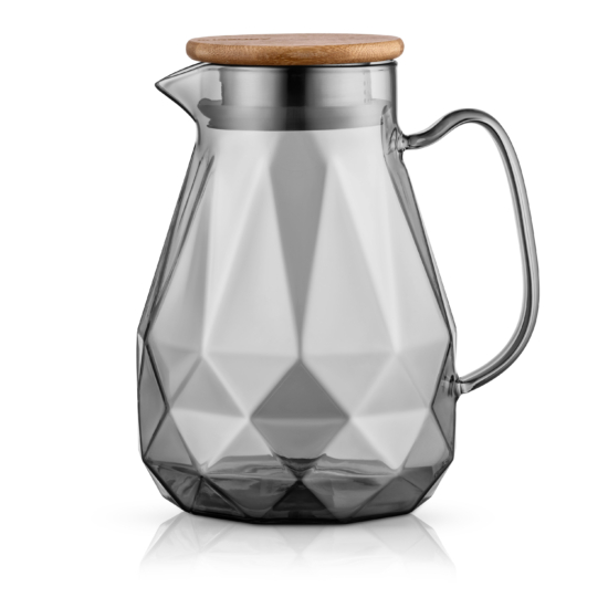 Pitcher with lid ARDESTO Graphite 1500ml, borosilicate glass, bamboo, stainless steel, grey