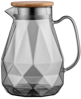 Pitcher with lid ARDESTO Graphite 1500ml, borosilicate glass, bamboo, stainless steel, grey