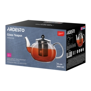 Заварник ARDESTO Gemini Roma 800мл, боросиликатное стекло, нержавеющая сталь, прозрачный