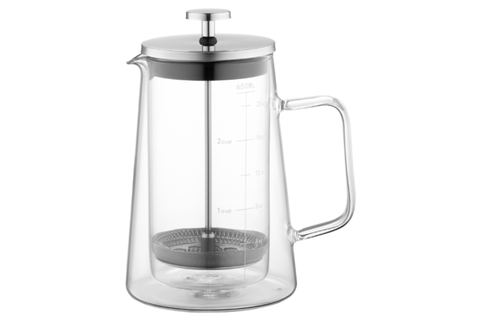 Double wall french press ARDESTO Black Mars 650ml, borosilicate glass, stainless steel, transparent