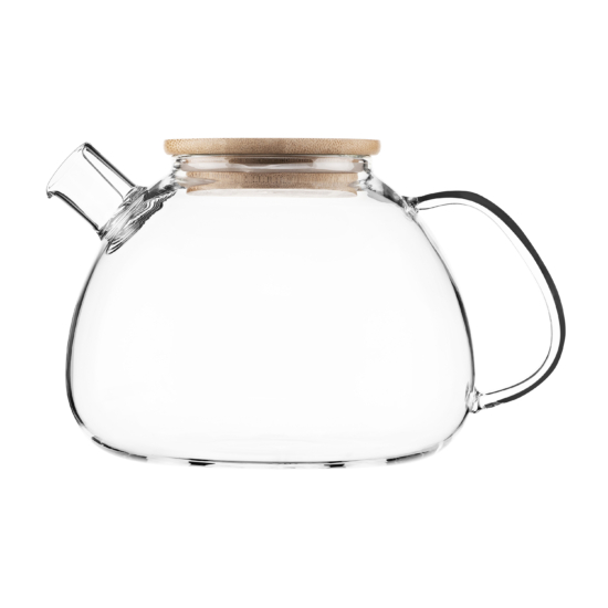 Teapot ARDESTO Gemini Bubble 1500ml, borosilicate glass, bamboo, transparent