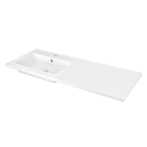 ARDESTO Camille L washbasin, artificial stone, rectangular, with mixer tap hole, with overflow hole, 1198x478x140mm, with Click-Clack siphon