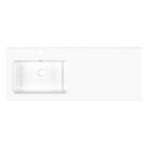 ARDESTO Camille L washbasin, artificial stone, rectangular, with mixer tap hole, with overflow hole, 1198x478x140mm, with Click-Clack siphon