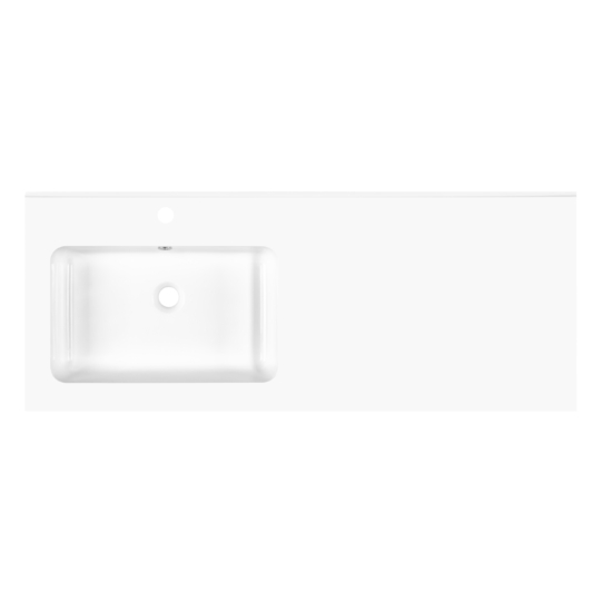 ARDESTO Camille L washbasin, artificial stone, rectangular, with mixer tap hole, with overflow hole, 1198x478x140mm, with Click-Clack siphon