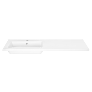 ARDESTO Camille L washbasin, artificial stone, rectangular, with mixer tap hole, with overflow hole, 1198x478x140mm, with Click-Clack siphon