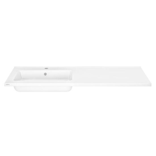 ARDESTO Camille L washbasin, artificial stone, rectangular, with mixer tap hole, with overflow hole, 1198x478x140mm, with Click-Clack siphon