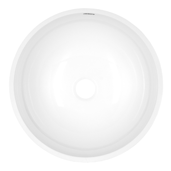 Раковина, умывальник ARDESTO Jade, искусственный камень, круглый, без отверстия для смесителя и перелива, 420х150мм, накладной, белый