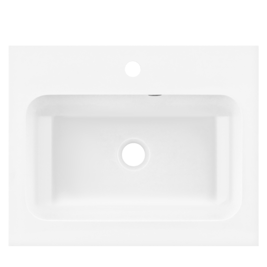 Раковина, умивальник ARDESTO Alba, штучний камінь, прямокут., з отвором для змішувача, з отвором для переливу, 550x450x125мм, накладний, білий