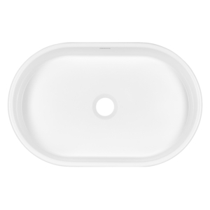 ARDESTO Elle washbasin, artificial stone, oval, without hole for mixer and overflow, 540x350x110mm, countertop, white