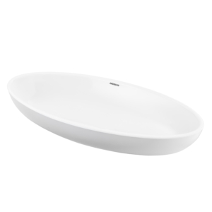 ARDESTO Madeleine washbasin, artificial stone, oval, without hole for mixer and overflow, 590x295x130mm, countertop, white