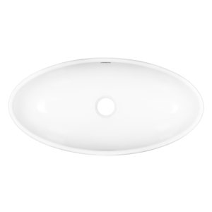 ARDESTO Madeleine washbasin, artificial stone, oval, without hole for mixer and overflow, 590x295x130mm, countertop, white