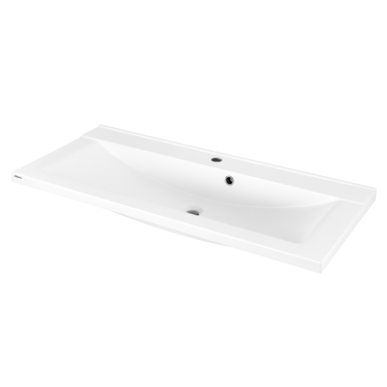 ARDESTO Emma washbasin, artificial stone, rectangular, with a hole for a mixer, with a hole for an overflow, 1000x447x140mm, countertop, white