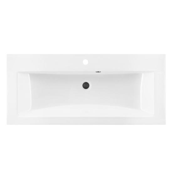ARDESTO Emma washbasin, artificial stone, rectangular, with a hole for a mixer, with a hole for an overflow, 1000x447x140mm, countertop, white